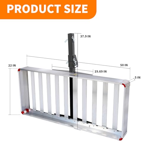 500-lb Capacity 50 inch x 22 inch Folding Aluminum Cargo Carrier Rack Basket with High Side Rails D114660