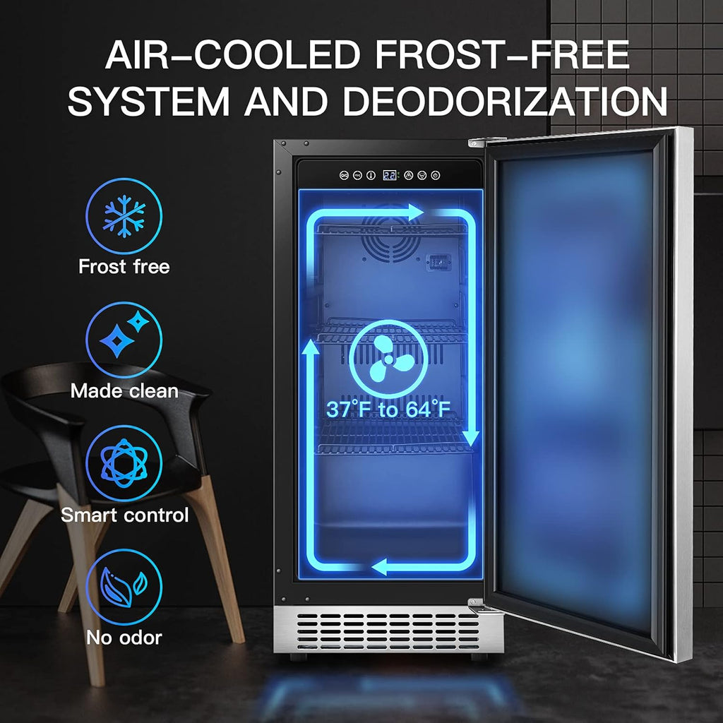 15 Inch Stainless Steel Beverage Refrigerator 100 Cans G1458