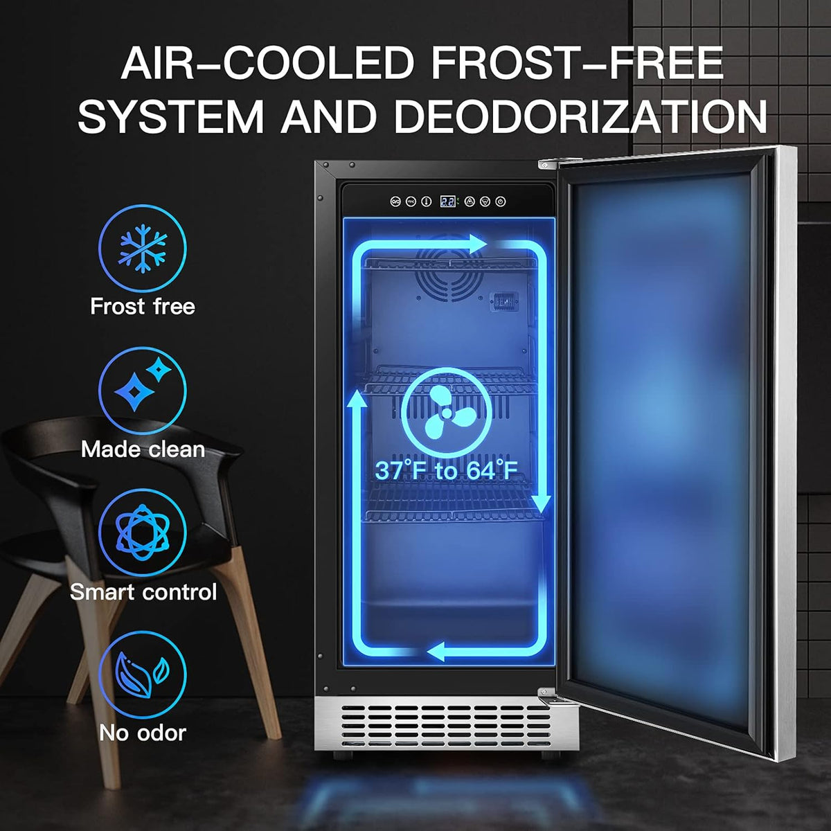 15 Inch Stainless Steel Beverage Refrigerator 100 Cans G1458