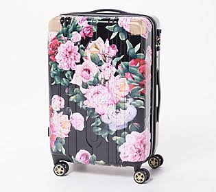 Black Floral Spinner Suitcase R80794