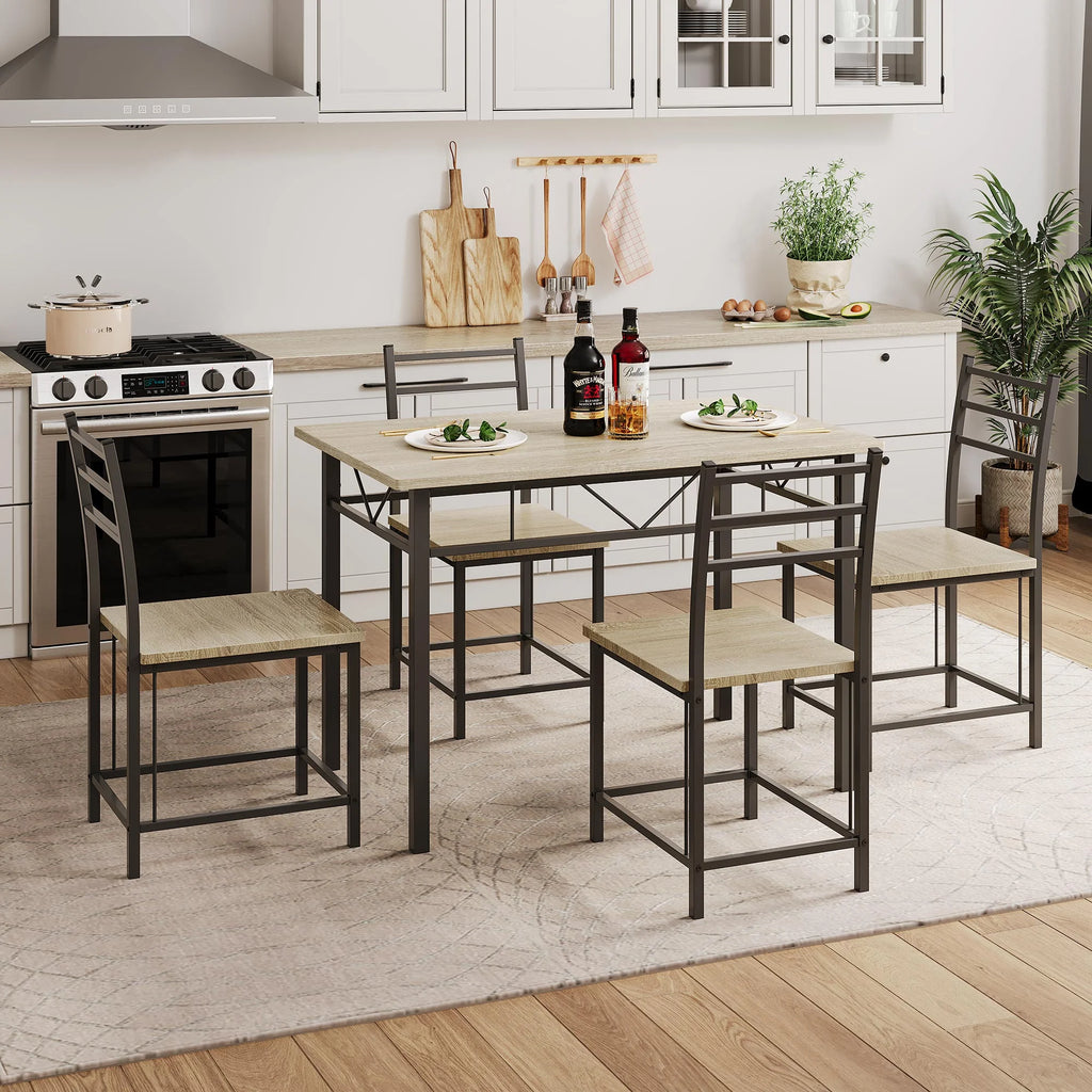 5 PC Wood Metal Dining Set J127048