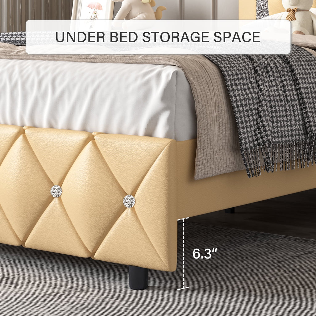 Black Twin Size Upholstered Platform Bed Frame with Headboard G38200