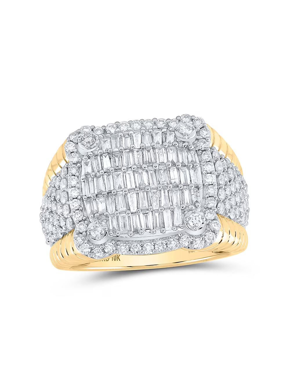 10kt Yellow Gold Mens Baguette Diamond Band Ring 2-1/4 Cttw W8758