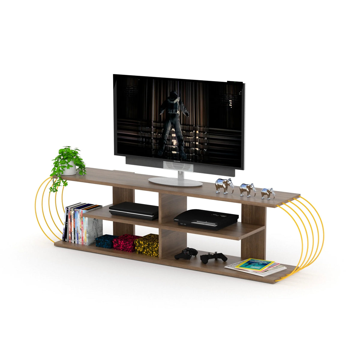 White-Blue Wood Finish TV Unit K5850