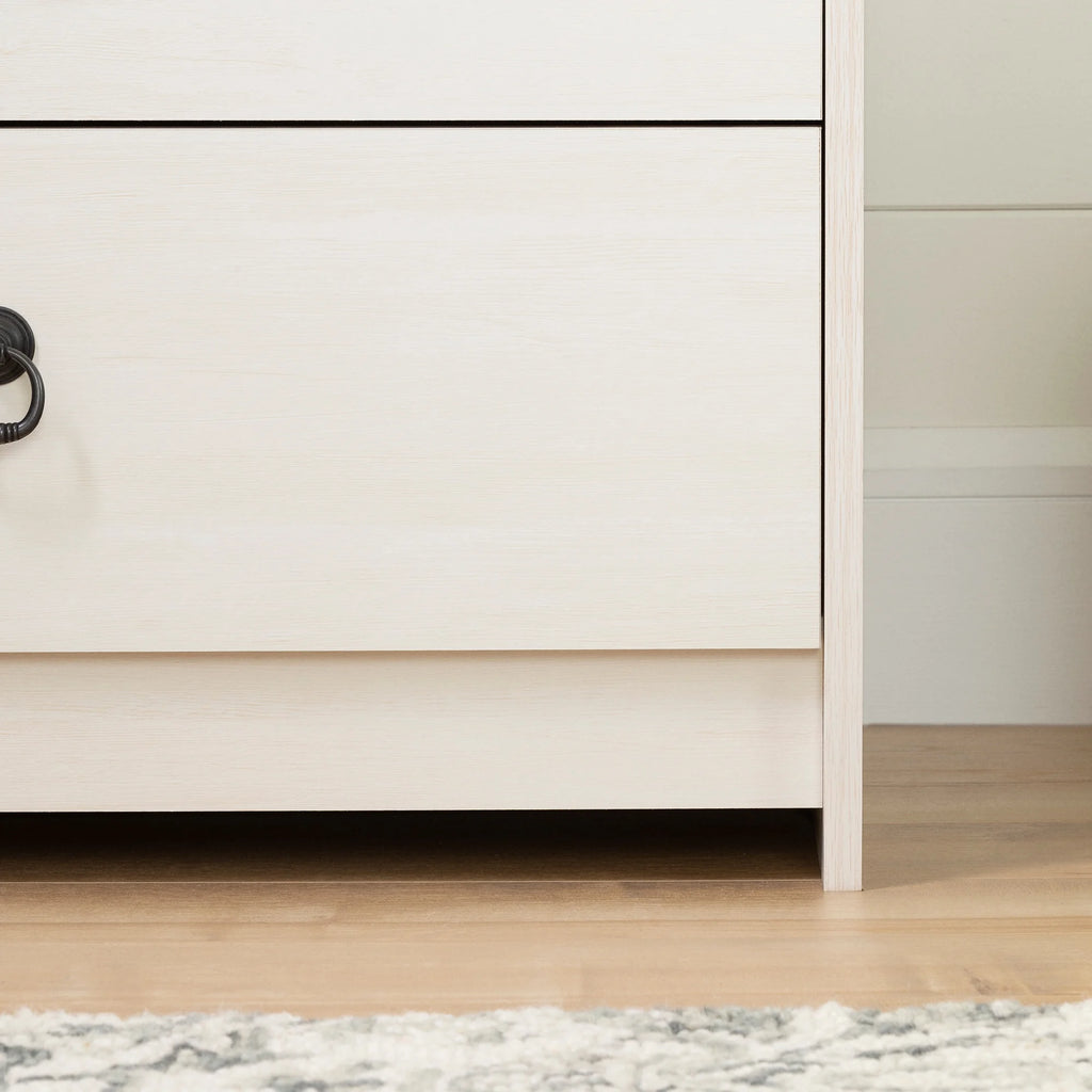 White and Weathered Oak 6 Drawer Double Dresser T1437