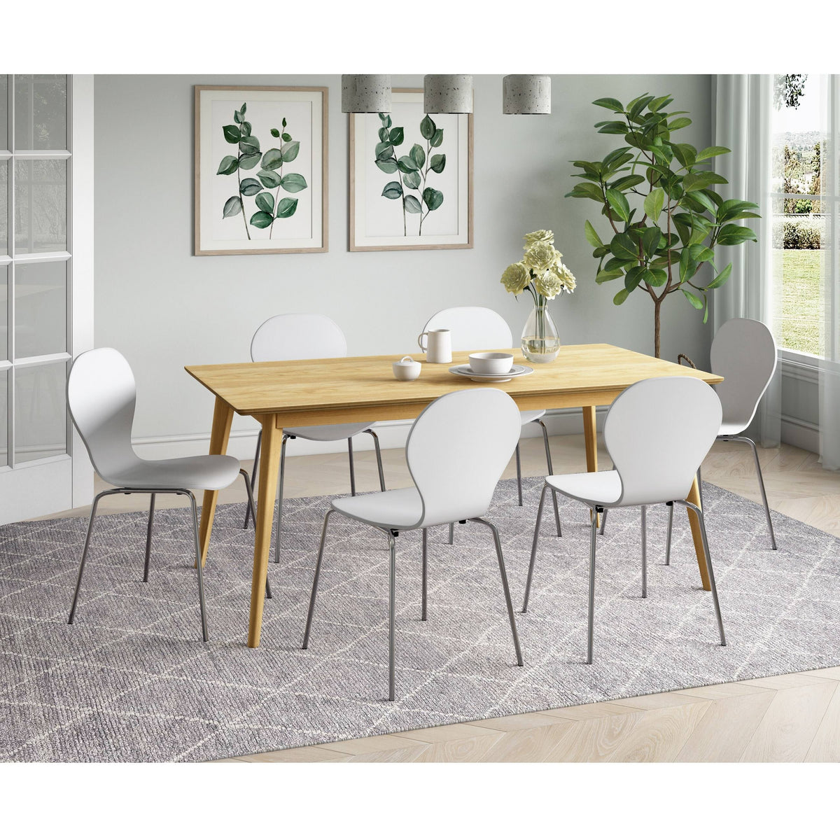 White/Natural Rectangular Dining Table S748008