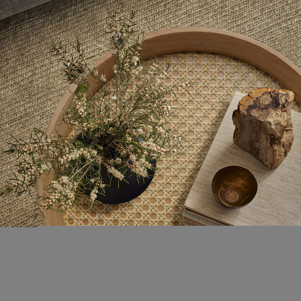 14.2" Round Rattan End Side Table V49256