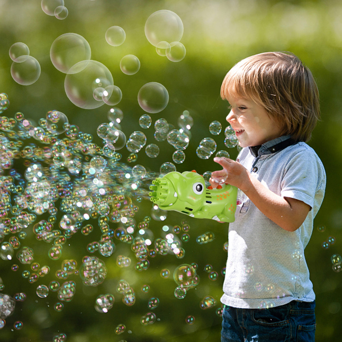 2PACK Bubble Gun Bubble Machine Handheld Bubble Maker with Bubble Solution & Tray A42485