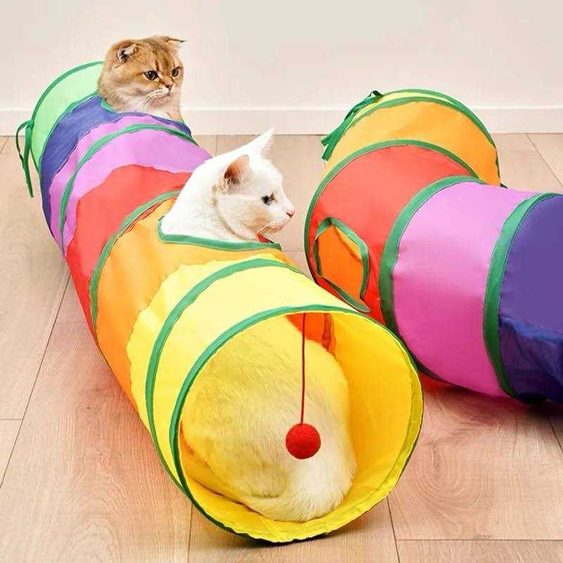 Cat Toy Tunnel and Cubes Interactive Collapsible Playground Y44450