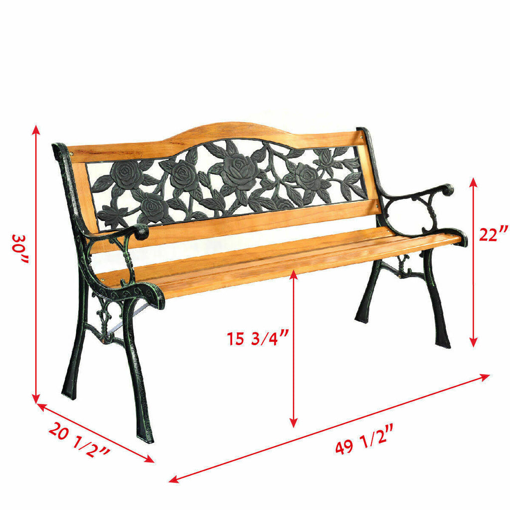 Cast Iron Hardwood Patio Bench Y713