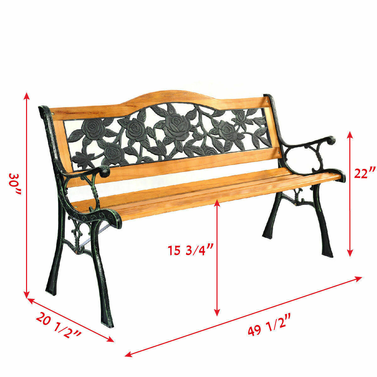 Cast Iron Hardwood Patio Bench Y713