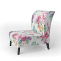 Vintage White And Pink Floral Pattern Upholstered Accent Chair T41362