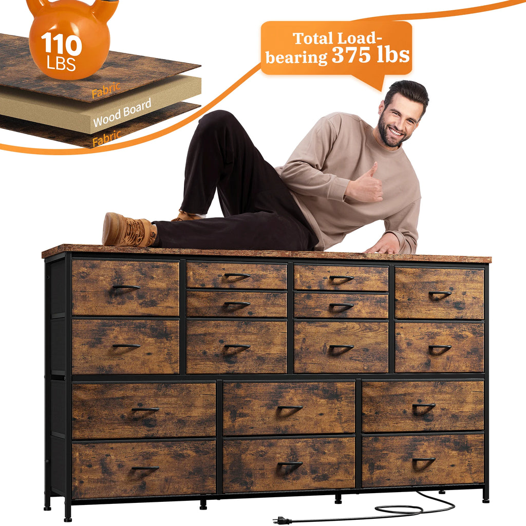 White 16 Drawer Dresser with Power Outlet O569549