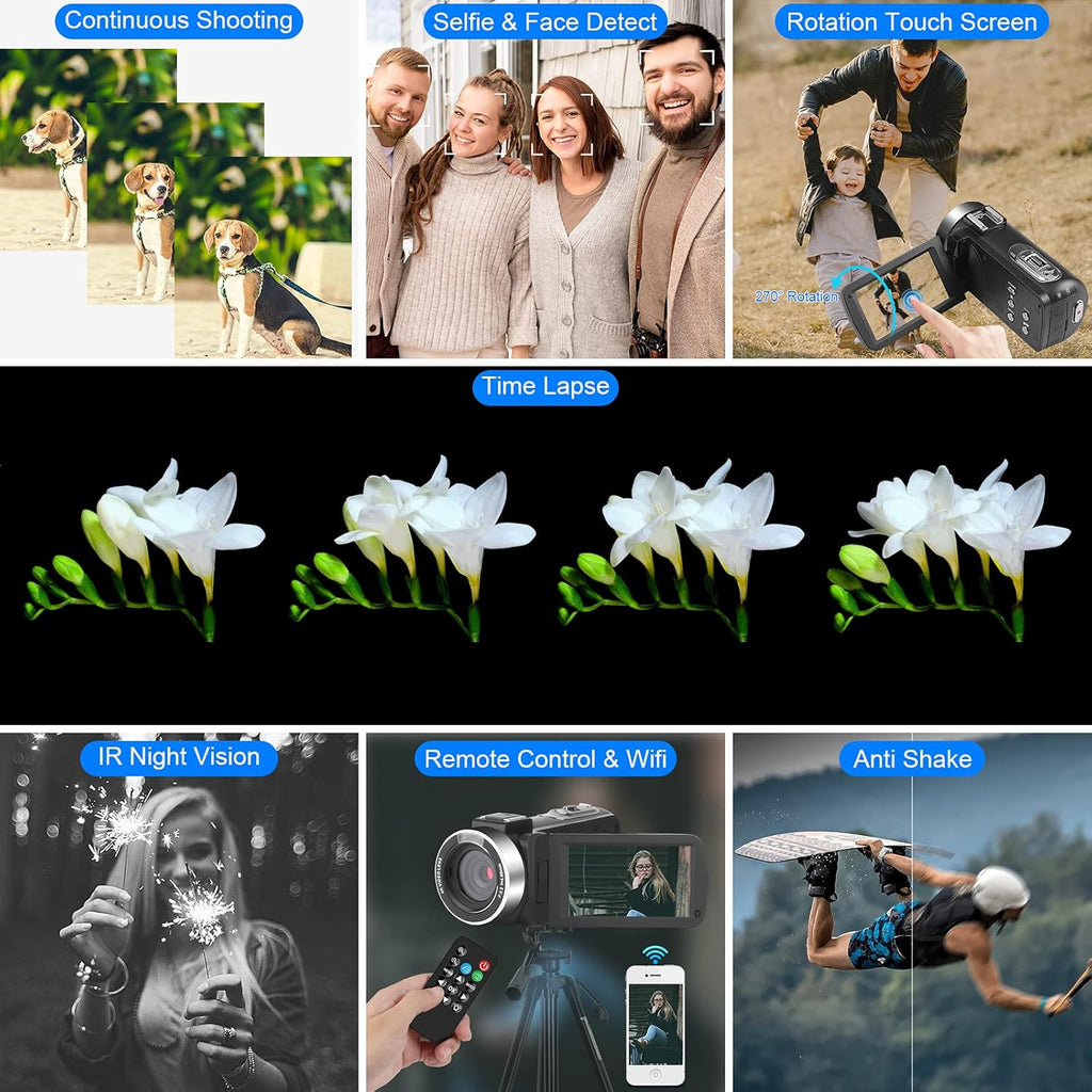 4K 56MP Vlogging Camera with External Microphone and IR Night Vision P454019