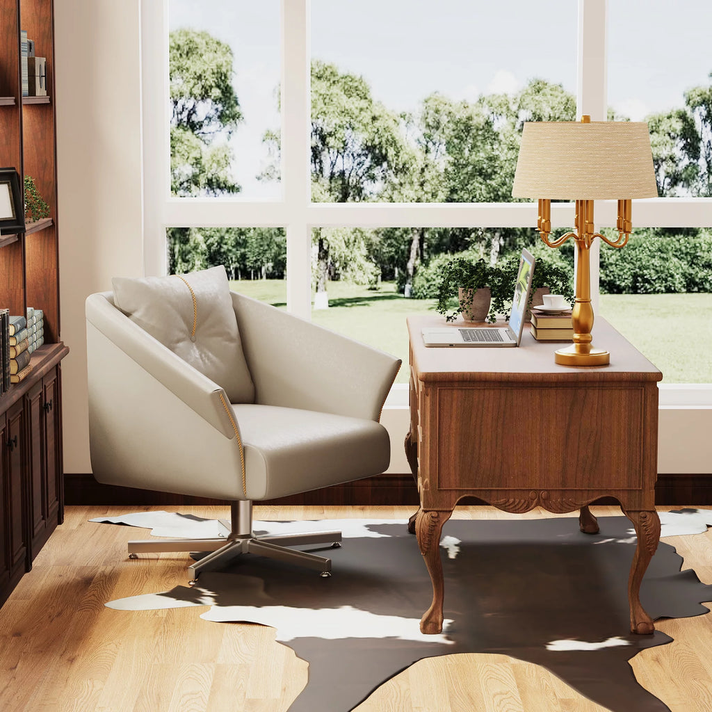Modern Upholstered Swivel Accent Chair with Metal Legs X5219