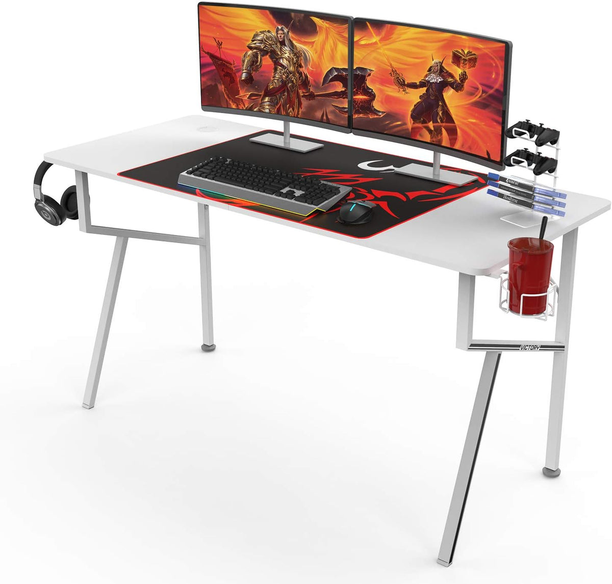 63'' Black Carbon Fiber Gaming Desk with Mouse Pad R2518