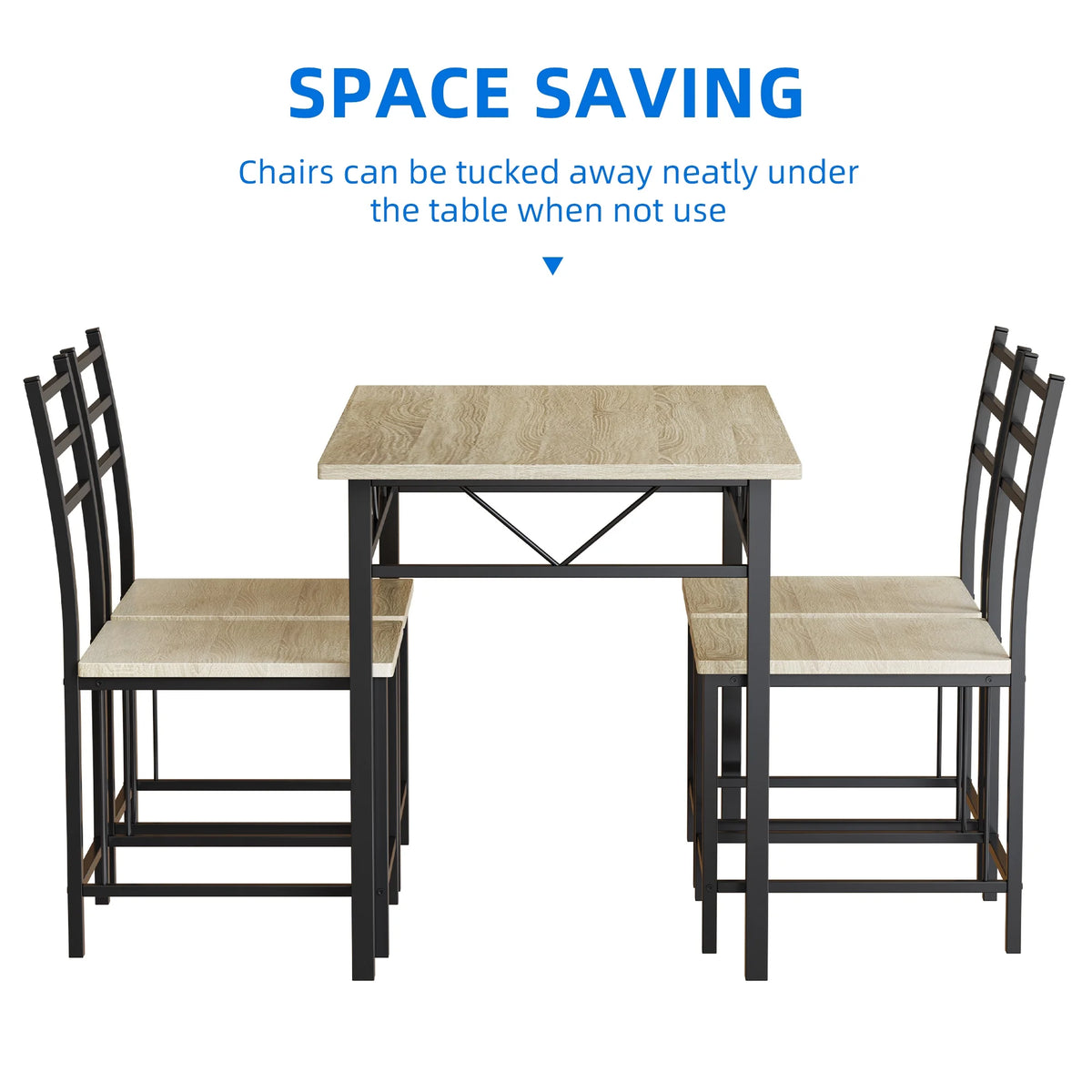 5 PC Wood Metal Dining Set J127048