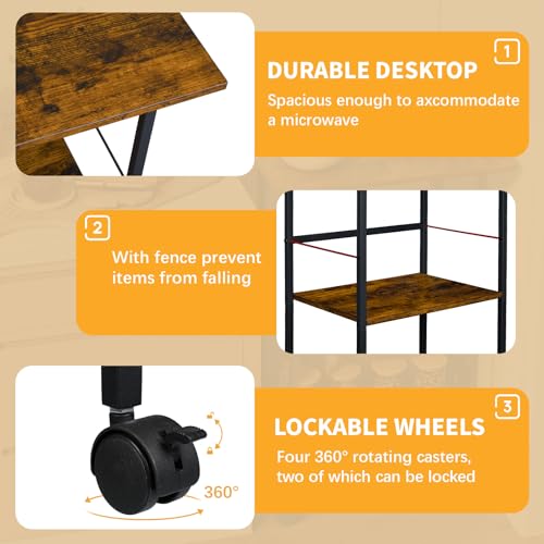 3-Tier Rolling Kitchen Stand with Wire Basket I304537