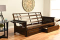 Full Size Futon with Storage Drawers in Espresso Finish X89148