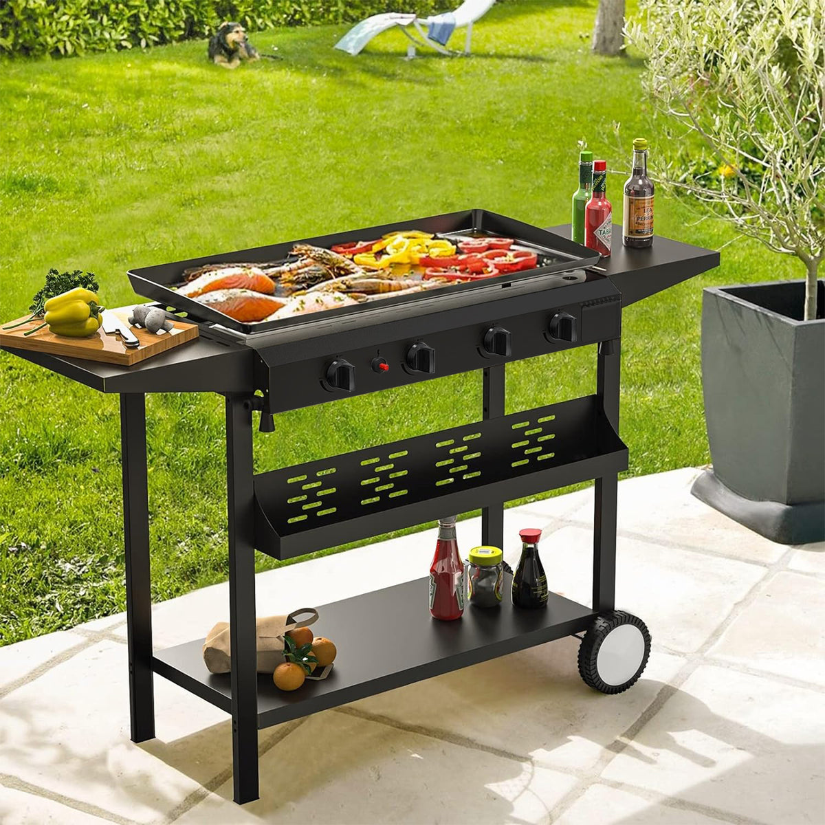 4-Burner Propane Gas BBQ Grill Cooking Station A4334