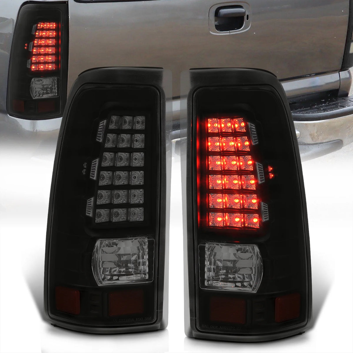 Smoked Lens Black Housing LED Tail Lights Pair B217