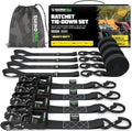 Heavy Duty Ratchet Straps 4-Pack Black Q59678