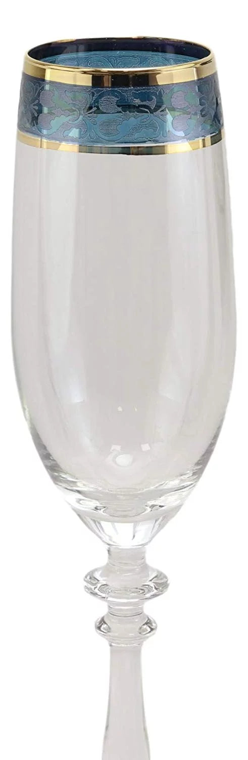 Set of 6 Floral Champagne Flute Wine Glasses M773793
