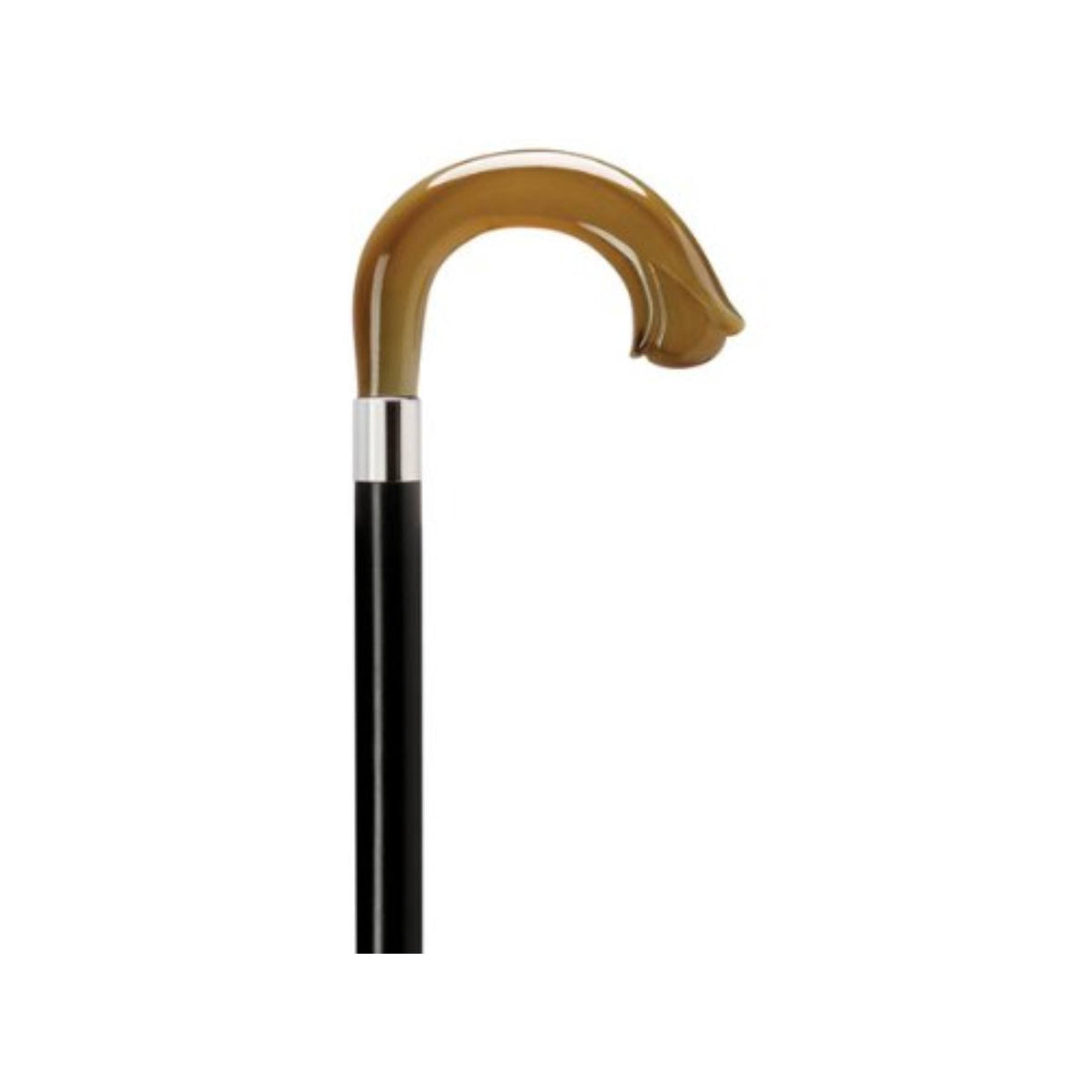Carved Nose Crook Cane Black Shaft Horn Handle S92492
