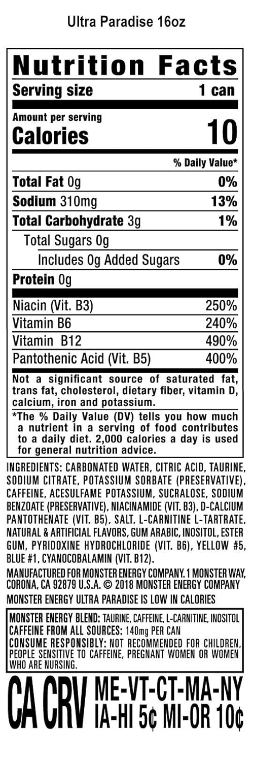 Sugar Free Energy Drink, 16 Ounce (Pack of 12) M8984