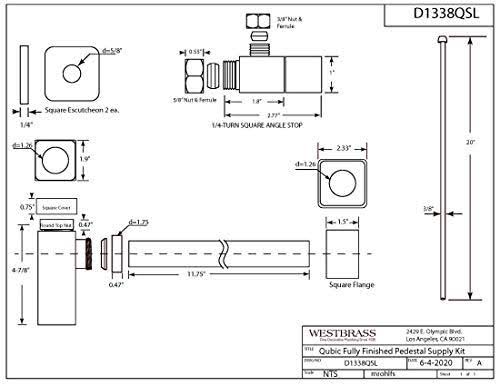 Satin Nickel Lavatory Supply Kit with Valves & Risers H95491