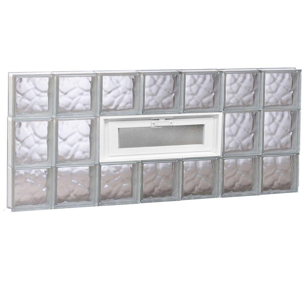 Wavy Pattern Frameless Replacement Glass Block Window 42-in x 20-in D828