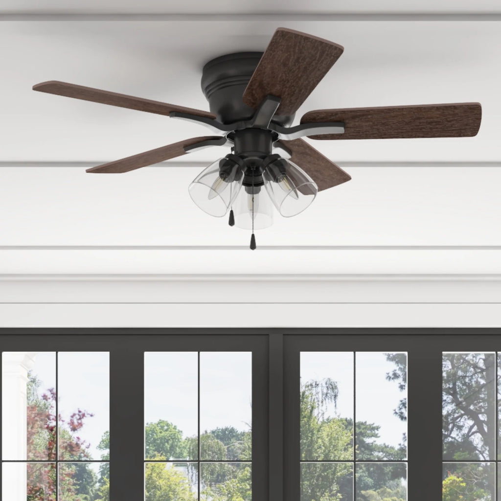 42" Matte Black Indoor Ceiling Fan with Lights W459