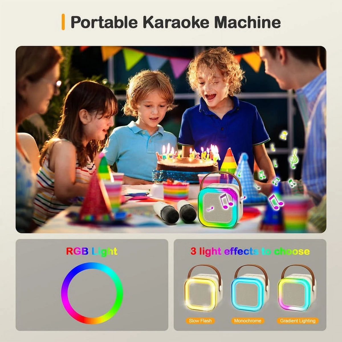 Kids Karaoke Machine with 2 Wireless Microphones O97983
