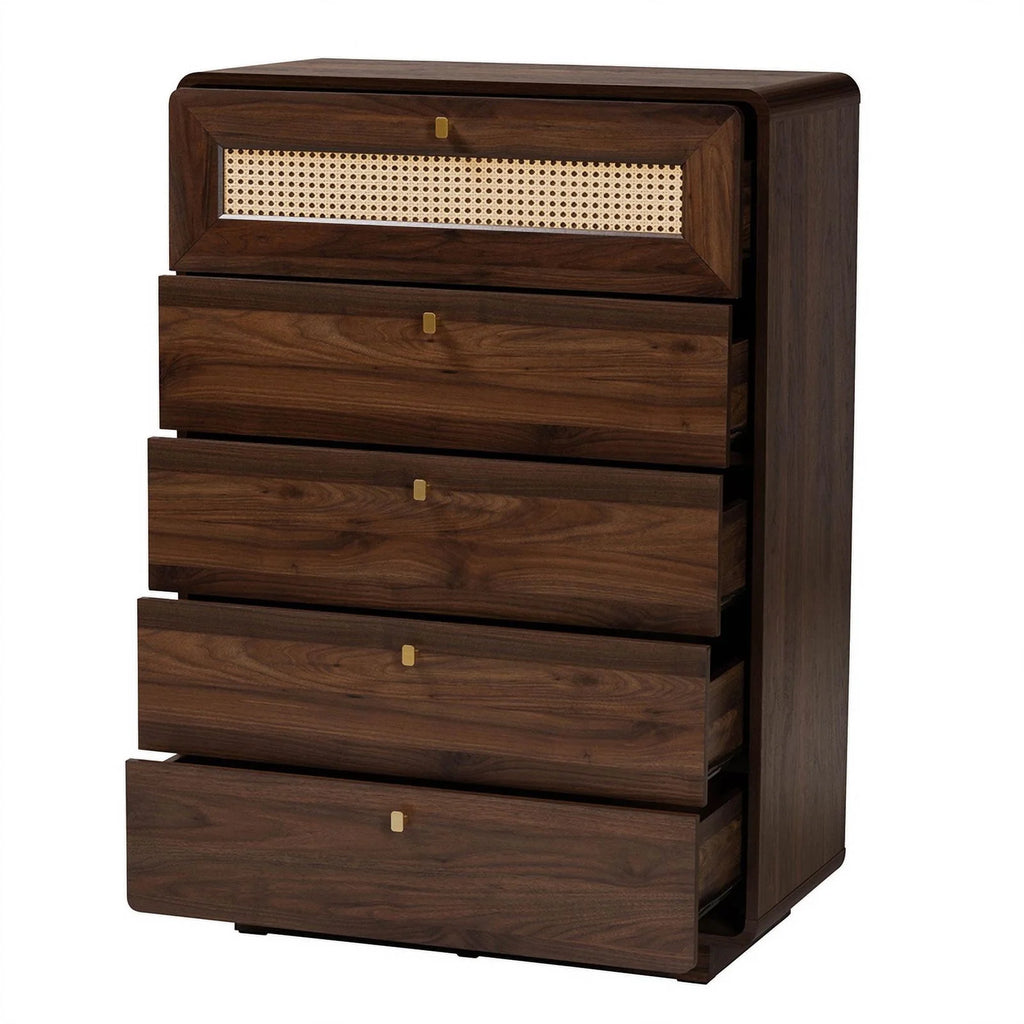 Brown 5-Drawer Wood Chest K546