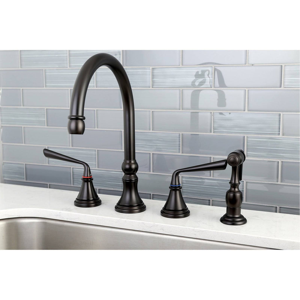 Polished Brass Widespread Kitchen Faucet with Sprayer F905338