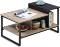 Lift Top Coffee Table with 2-Level Tabletop, Industrial Wood Coffee Table with Metal, 31.5" Z71149