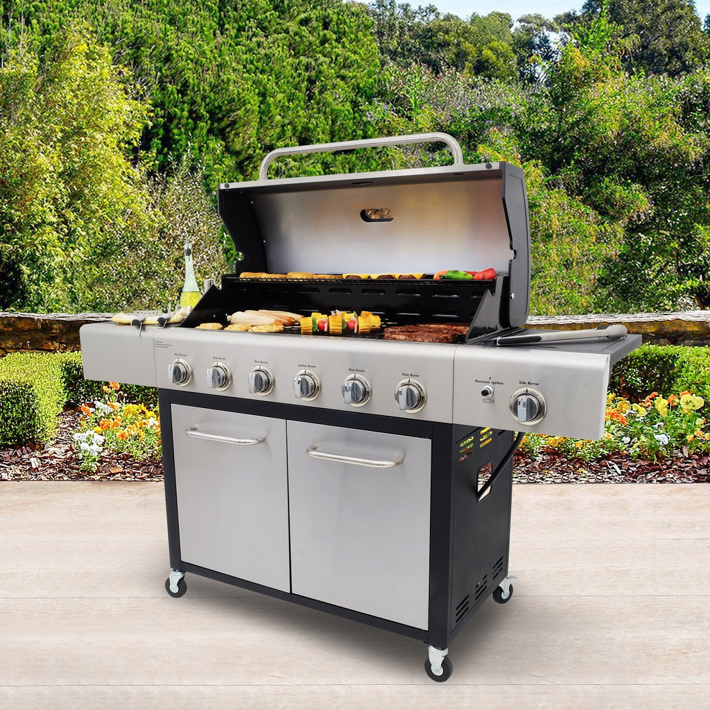 6-Burner Propane Gas Grill with Side Burner F30110