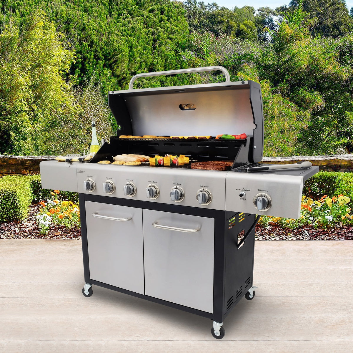 6-Burner Propane Gas Grill with Side Burner F30110