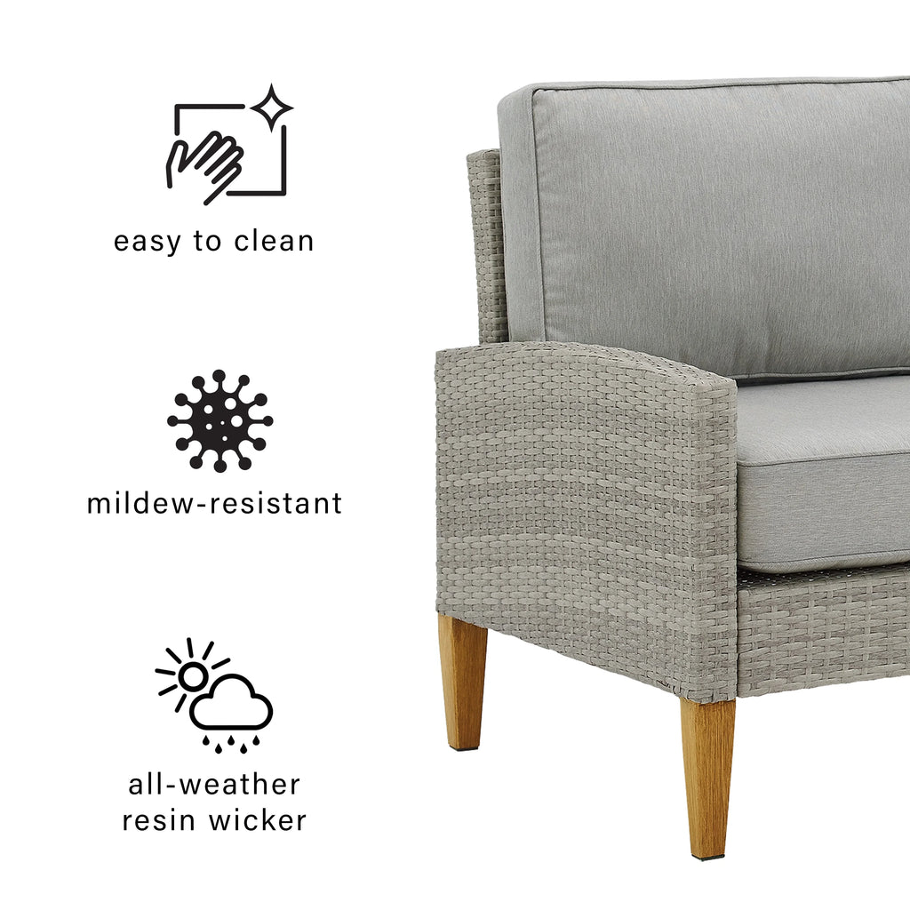 Gray Wicker Rattan Outdoor Chair Set J601374