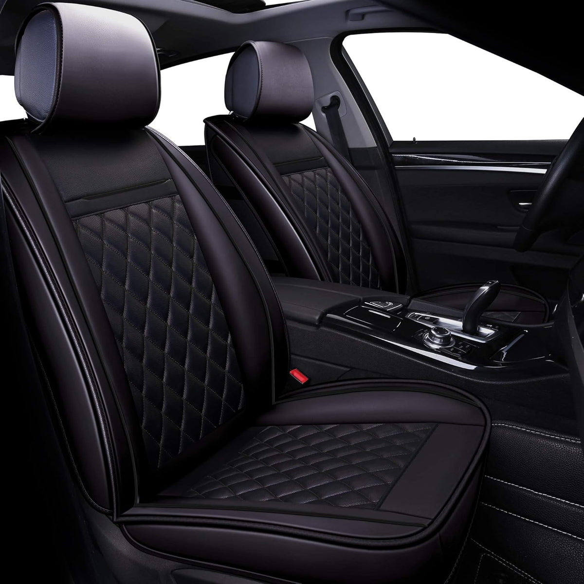Black Red 2 pcs Car Seat Covers F349