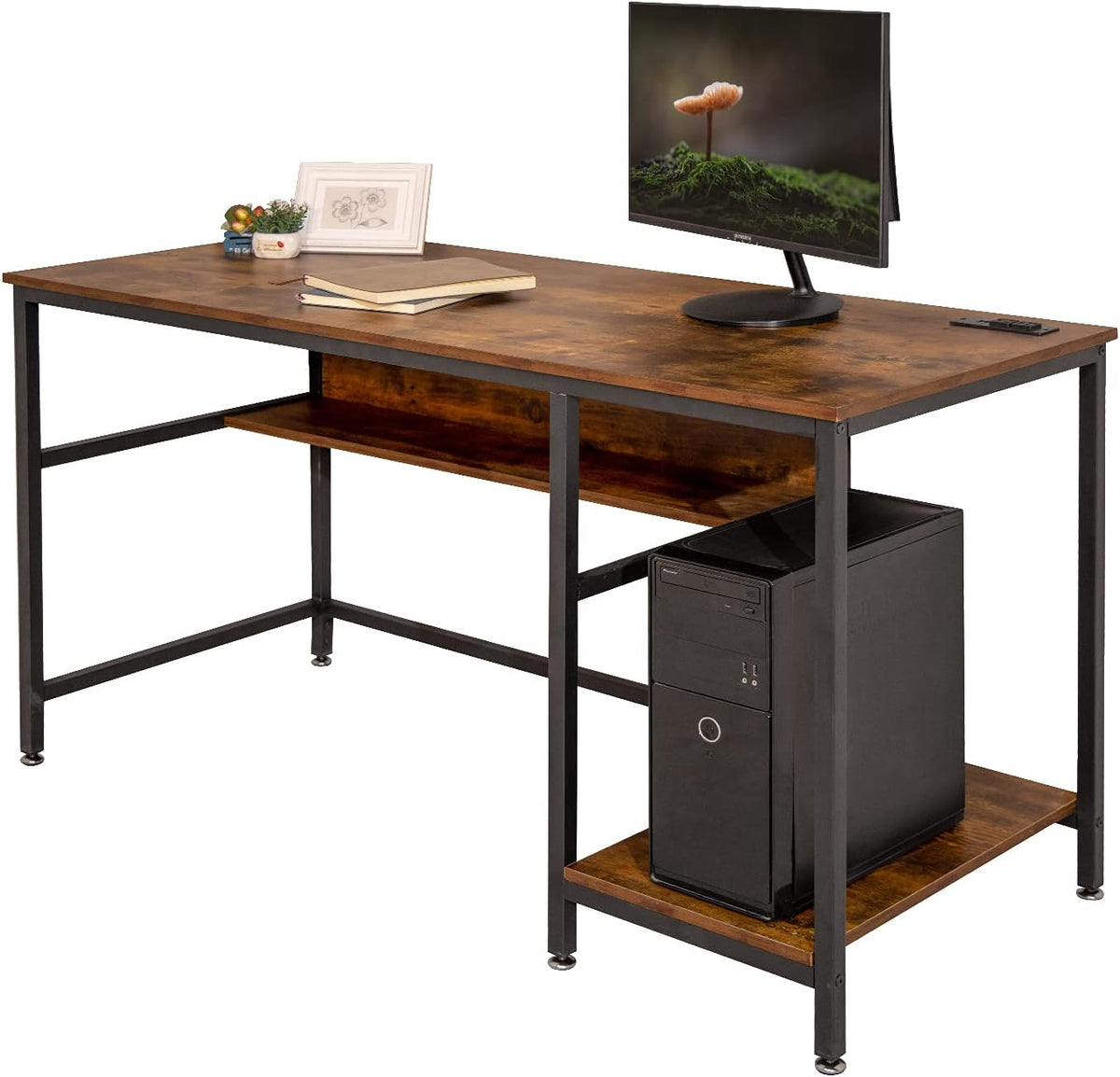 Black 47 Inch Computer Desk with Storage Shelves K998