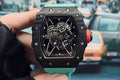 Black Bezel Red Markers Green Rubber Strap R1159