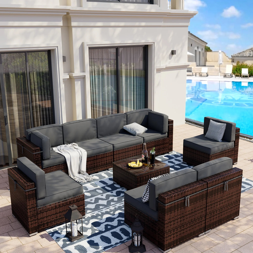 Modular Rattan Wicker 5PCS Patio Sofa Set G69533