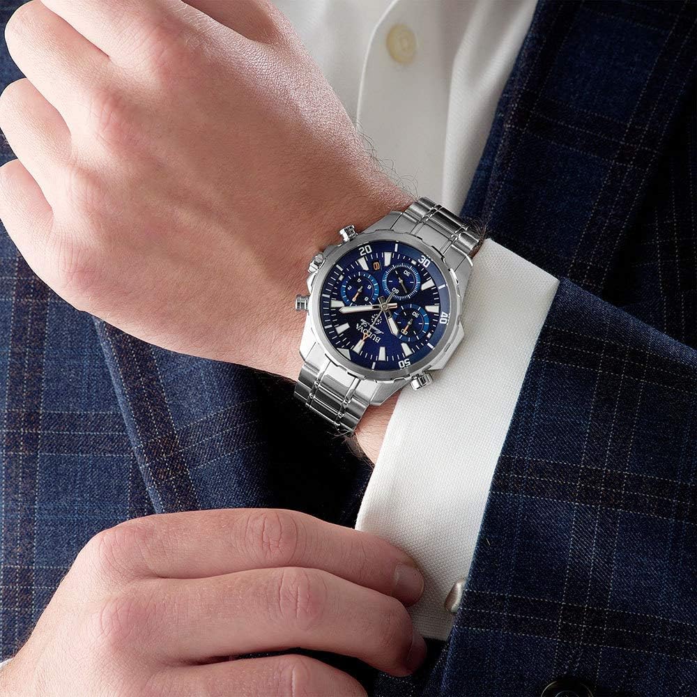 Men's Chronograph Quartz Watch with Stainless Steel Strap, Blue Z777598