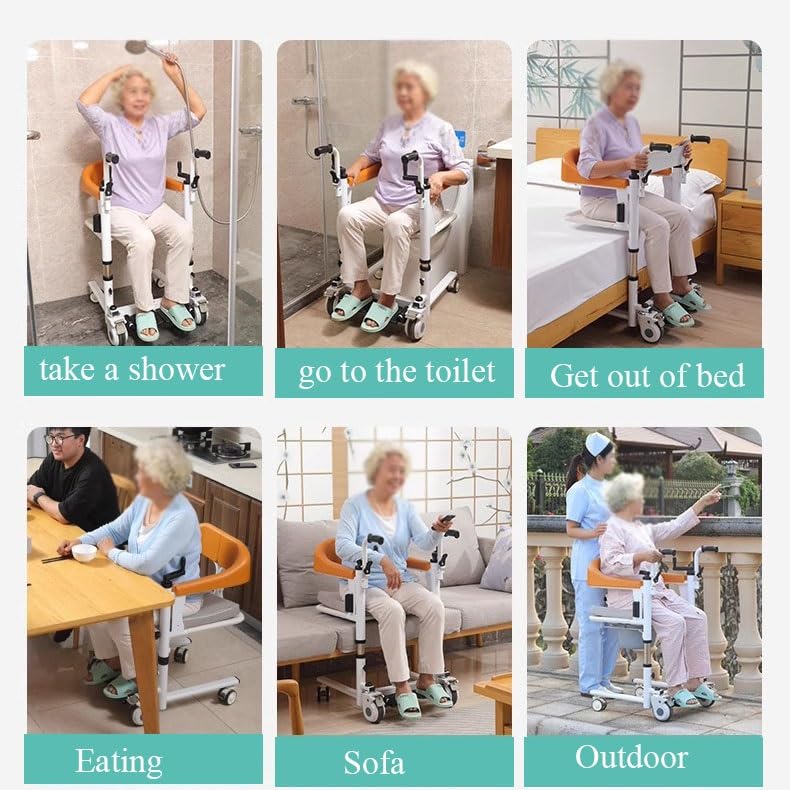 Portable Bath Lift Chair with 180° Split Seat and Wheels H22291