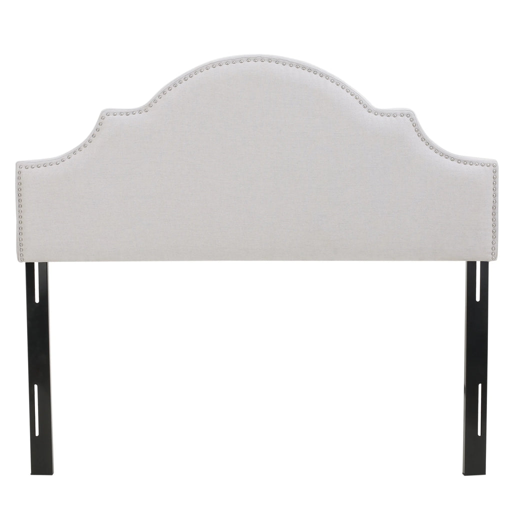 Light Gray Fabric Full/Queen Headboard with Nailhead Trim R34790