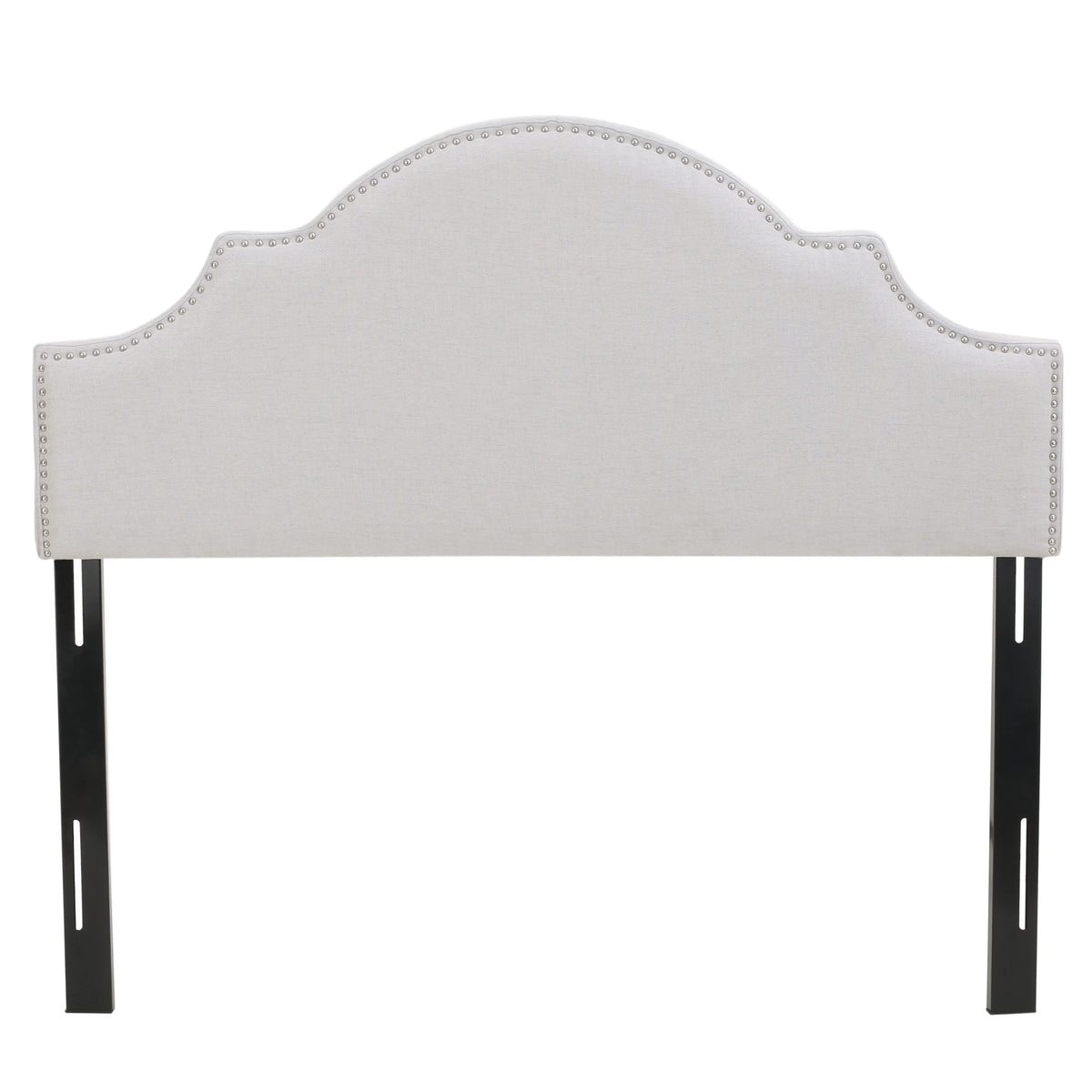 Light Gray Fabric Full/Queen Headboard with Nailhead Trim R34790