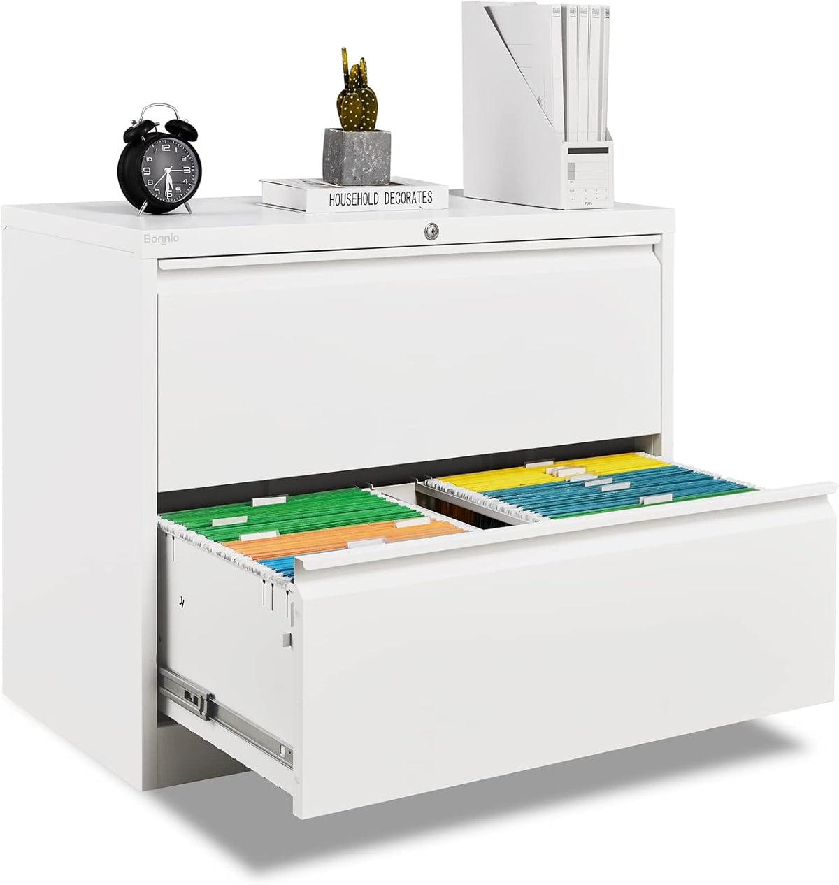 White 2-Drawer Lateral File Cabinet with Lock C10046