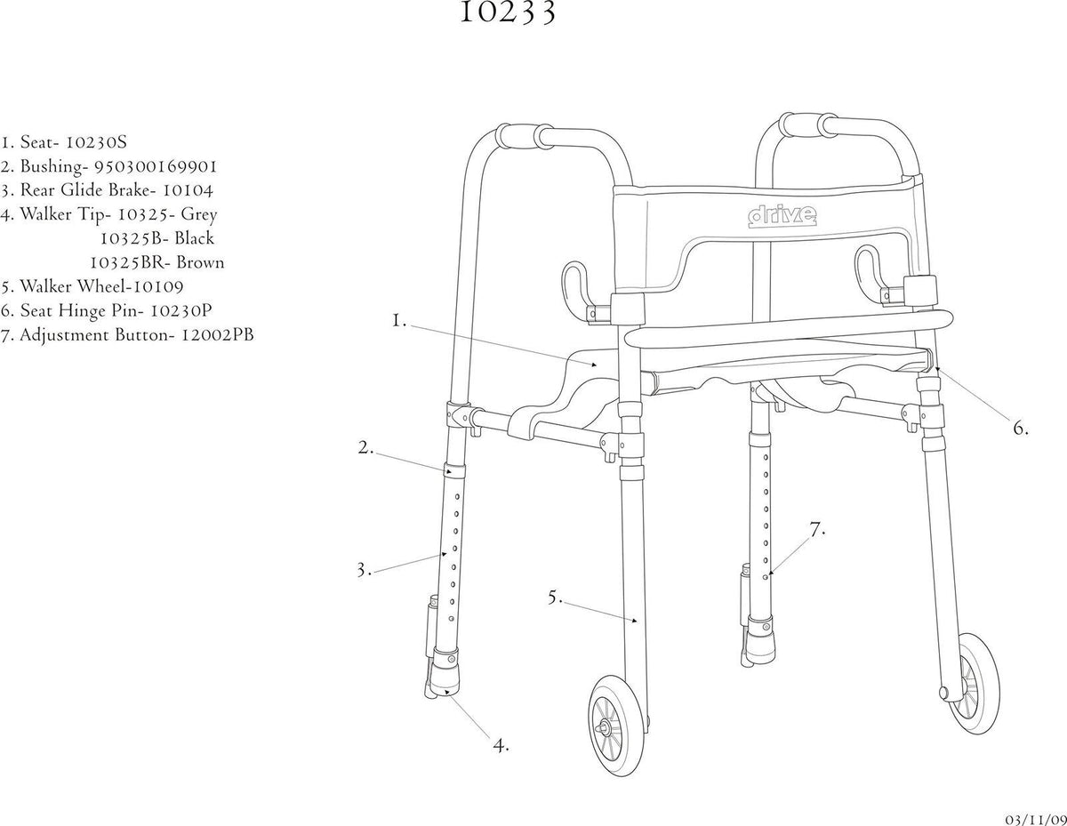 Rollator Walker with Seat and Push Down Brakes D3965