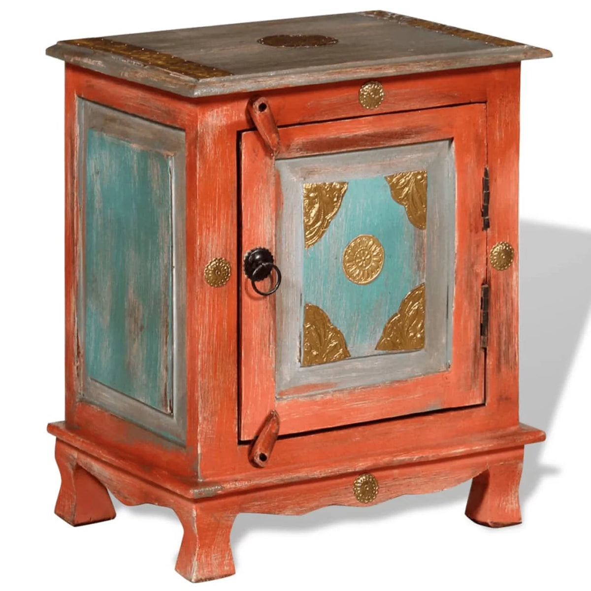 Orange Solid Mango Wood Nightstand R381